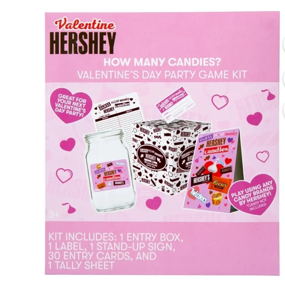 Valentine's Day Candy Party Game Kit - Hershey Kiss Guess Game, Valentine's Day